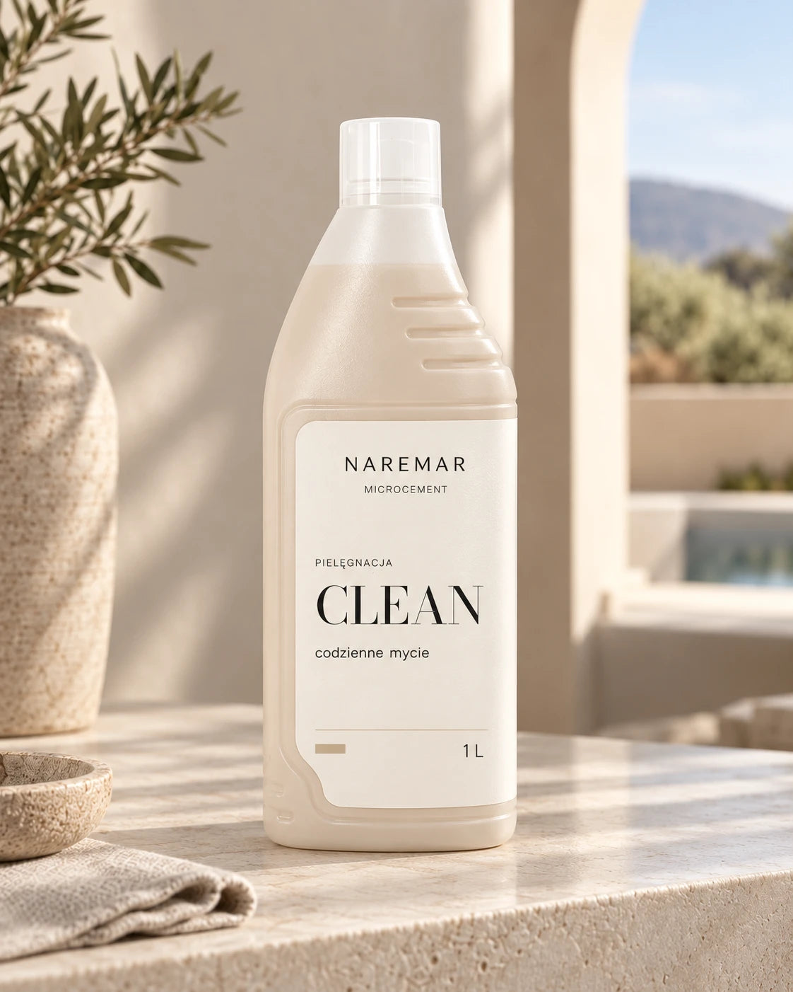 NAREMAR CLEAN 1 L na jasnym kamiennym blacie