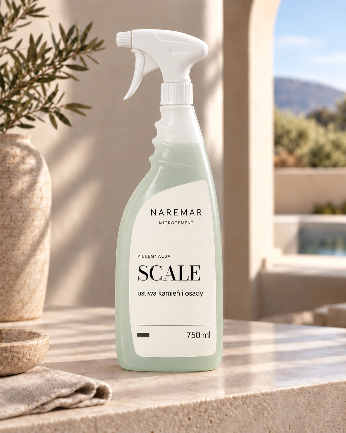 NAREMAR SCALE 750 ml na jasnym kamiennym blacie